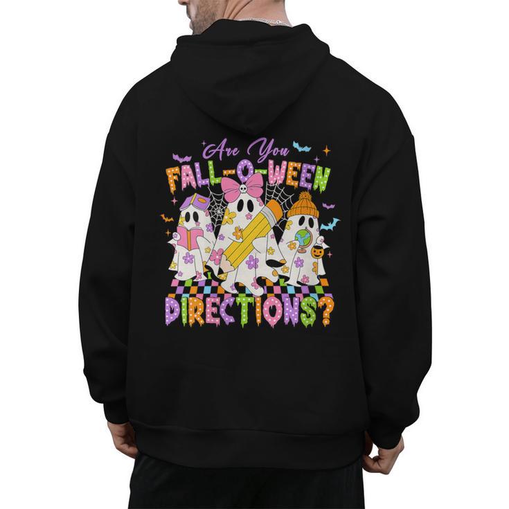 Halloween Floral Ghost Teacher Are You Falloween Directions Men's Hoodie Back Print