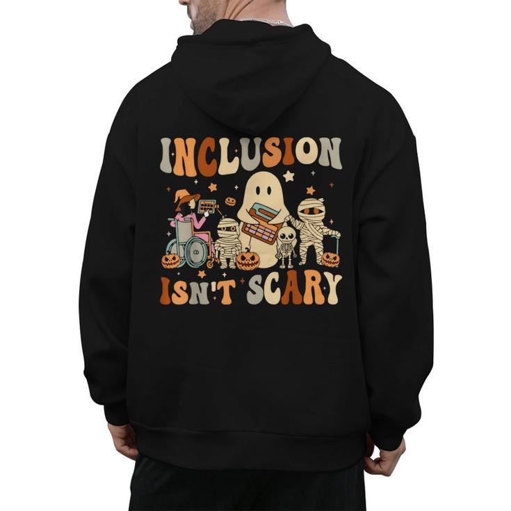Halloween SLP Sped Teacher Groovy Inclusion Isn't Scary Men's Hoodie Back Print