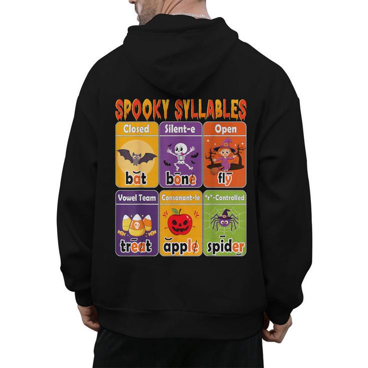 Halloween Spooky Syllable Types Teacher Educational Men's Hoodie Back Print