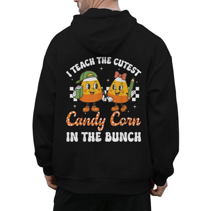 Halloween Teacher Cutest Candy Corn Groovy Spooky Teachers Men's Hoodie Back Print