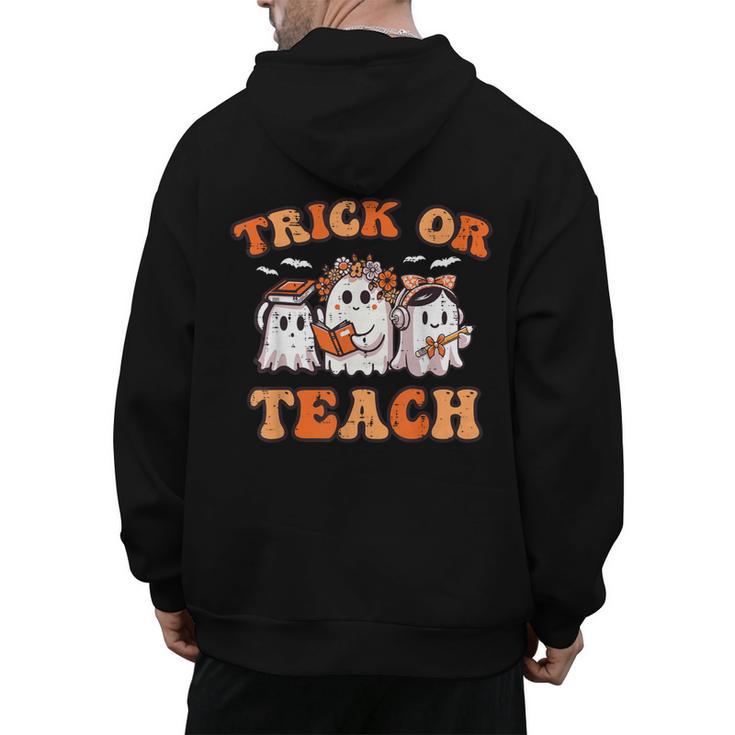 Halloween Teacher Ghosts Trick Or Teach Retro Costume Women Men's Hoodie Back Print