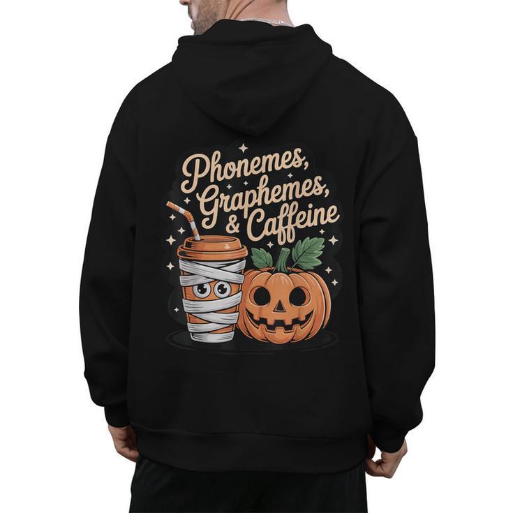 Halloween Teacher Phonemes Graphemes Caffeine Coffee Lover Men's Hoodie Back Print