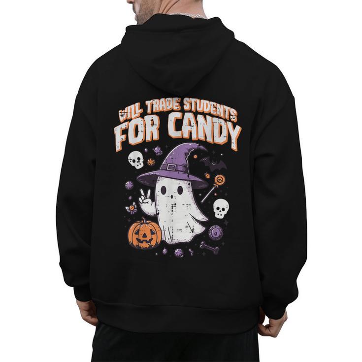 Halloween Teacher Trade Students For Candy Costume Women Men's Hoodie Back Print