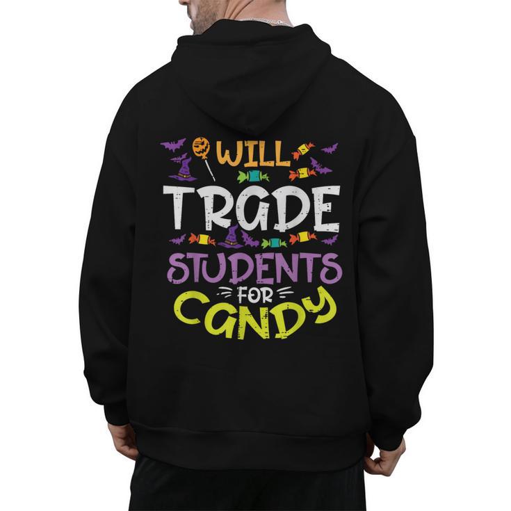 Halloween Teacher Will Trade Students For Candy Women Men Men's Hoodie Back Print