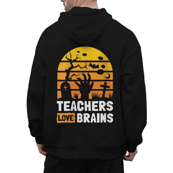 Halloween Teachers Science Math Teachers Love Brains Men's Hoodie Back Print