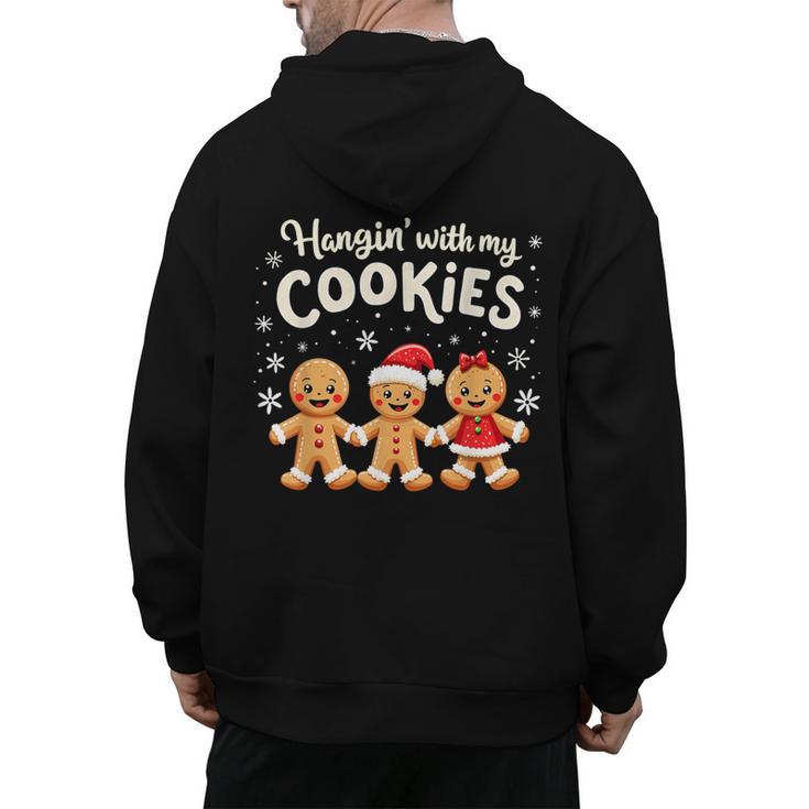 Hangin With My Cookies Gingerbread Christmas Teacher Men's Hoodie Back Print