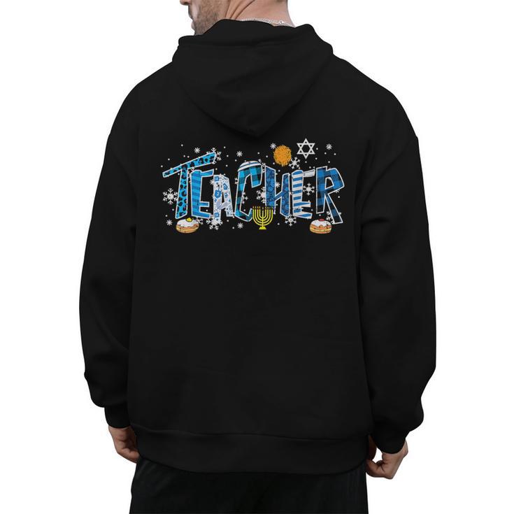 Hanukkah Leopard Plaid Teacher Chanukah Jewish Women Men Men's Hoodie Back Print