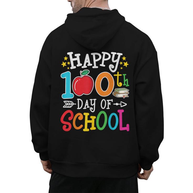Happy 100th Day Of School Teachers 100 Days Of School Kids Men's Hoodie Back Print