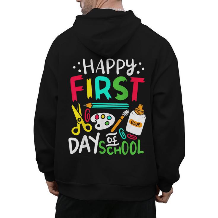 Happy First Day Of School Teacher Back To School Student Men's Hoodie Back Print