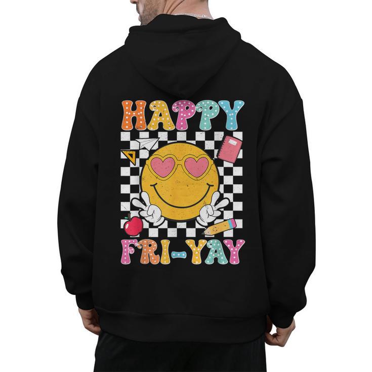 Happy Fri-Yay Groovy Teacher Friday Weekend Fri Yay Men's Hoodie Back Print
