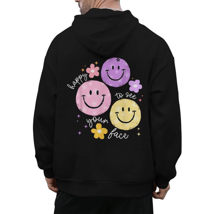 Happy To See Your Face Teacher Flower Back To School Men's Hoodie Back Print