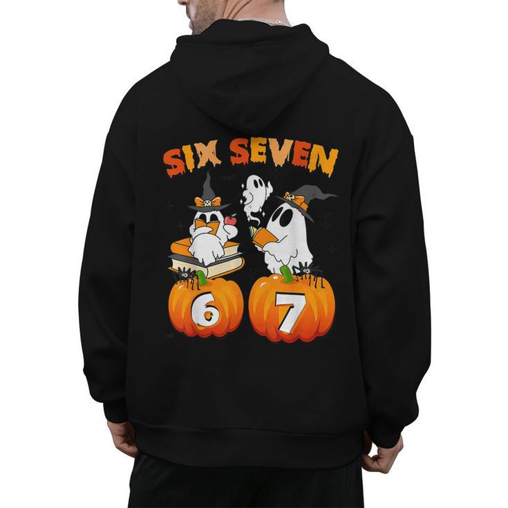Haunted By 67 Boo Ghost Pumpkin Halloween Teacher Men's Hoodie Back Print