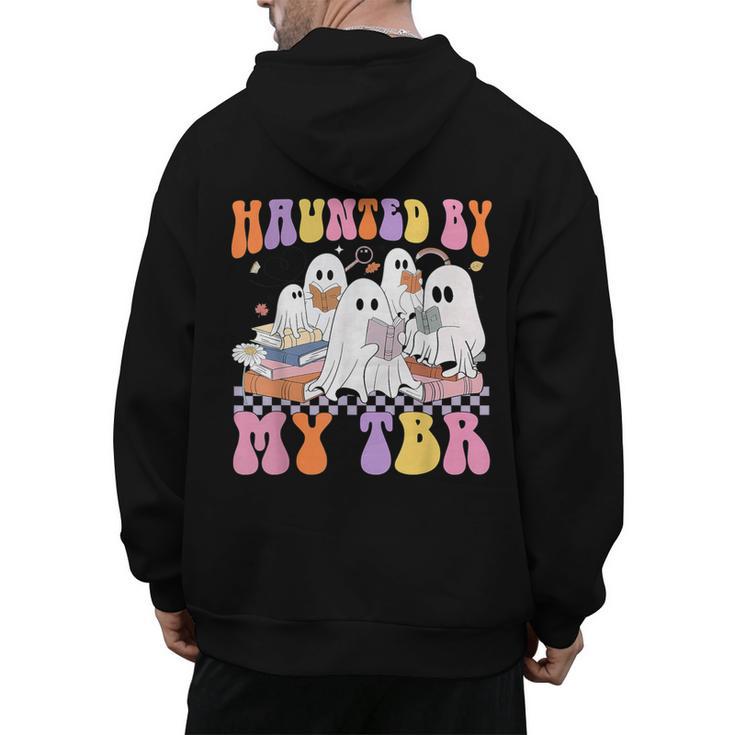 Haunted By My TBR Cute Ghosts Book Reading Teacher Halloween Men's Hoodie Back Print