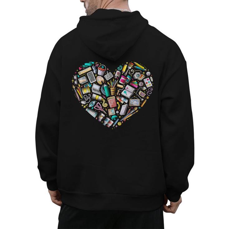 Heart Shape Art Teacher And Painting Sketching Artist Men's Hoodie Back Print