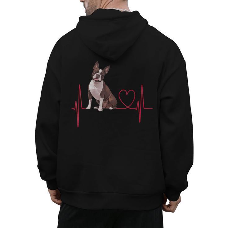 Heartbeat Boston Terrier Dog Men's Hoodie Back Print