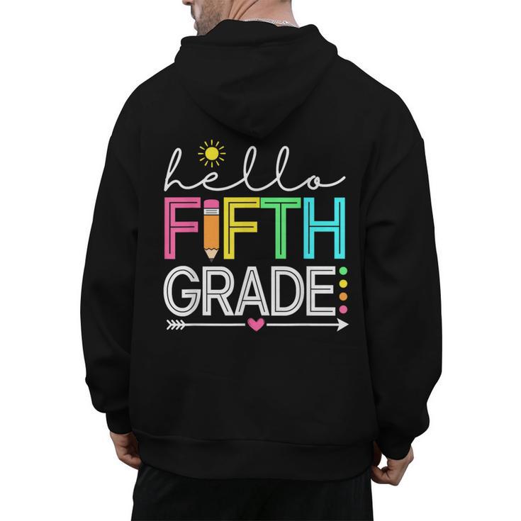 Hello Fifth Grade Teacher Student 5th Grade Back To School Men's Hoodie Back Print