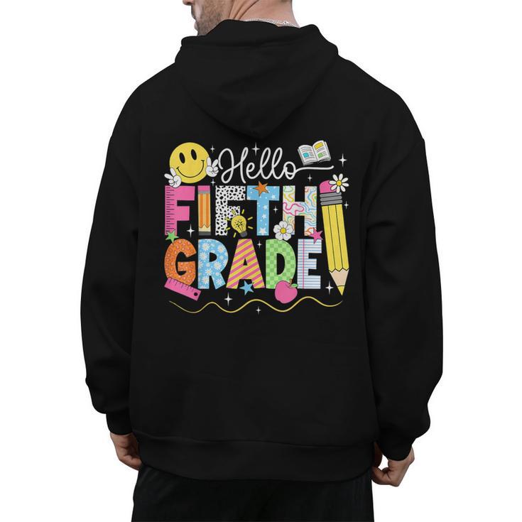 Hello Fifth Grade Team 5th Grade Back To School Teacher Kids Men's Hoodie Back Print