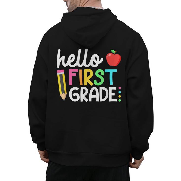 Hello First Grade Team 1st Grade Back To School Teacher Kids Men's Hoodie Back Print