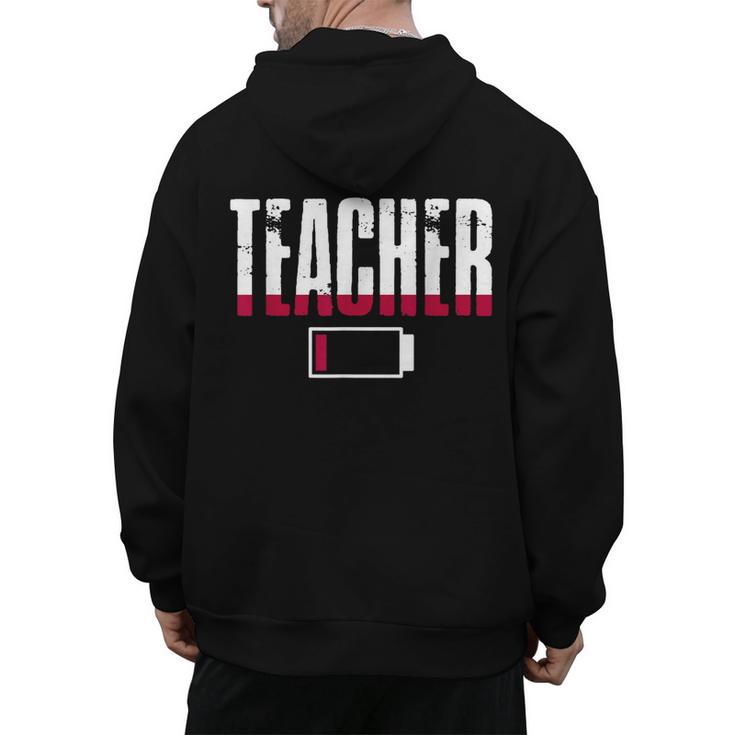 Humor Teacher Empty Battery Power Men Women Men's Hoodie Back Print