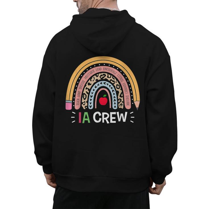IA Crew Instructional Assistant Rainbow Teachers Aide Men's Hoodie Back Print