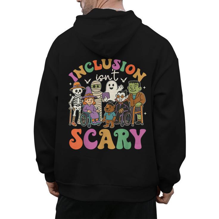 Inclusion Isnt Scary Halloween Skeleton Ghost Sped Teacher Men's Hoodie Back Print