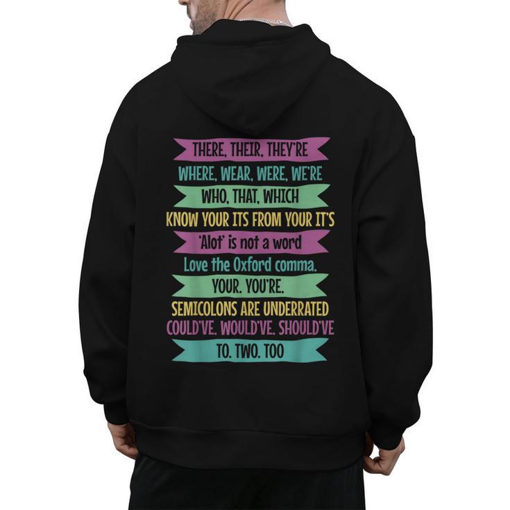 Their There And They'Re English Teacher Men Women Men's Hoodie Back Print