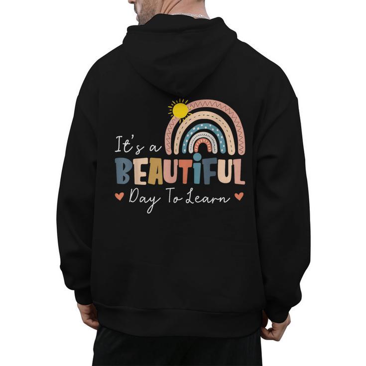 It's A Beautiful Day To Learn Cute Rainbow Boho Teacher Men's Hoodie Back Print