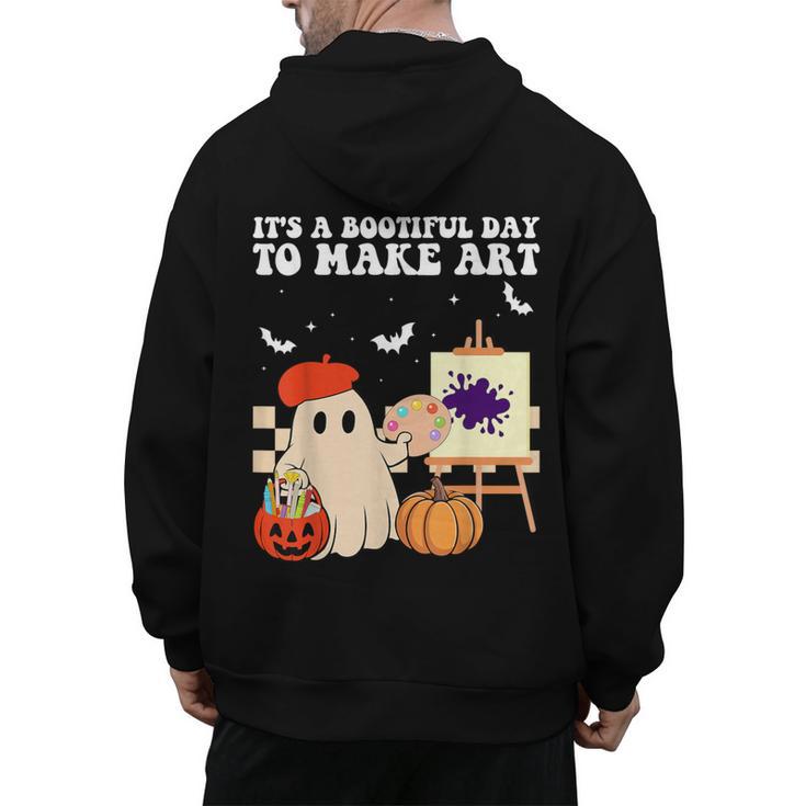 It's A Bootiful Day To Make Art Groovy Art Teacher Halloween Men's Hoodie Back Print