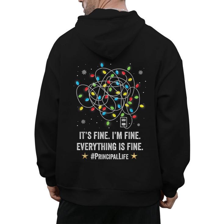 It's Fine I'm Fine Christmas Light Principal Teacher Xmas Men Women Men's Hoodie Back Print