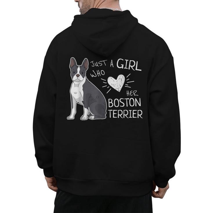 Just A Girl Who Loves Her Boston Terrier Puppy Love Men's Hoodie Back Print