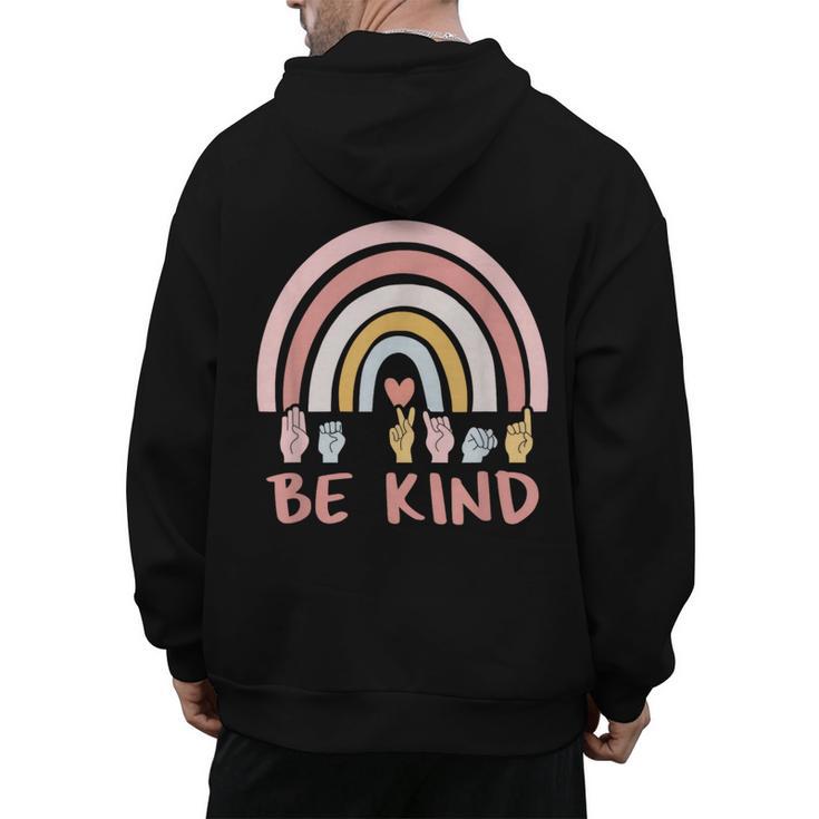 Be Kind ASL Sign Language Deaf SPED Teacher Kids Men Women Men's Hoodie Back Print