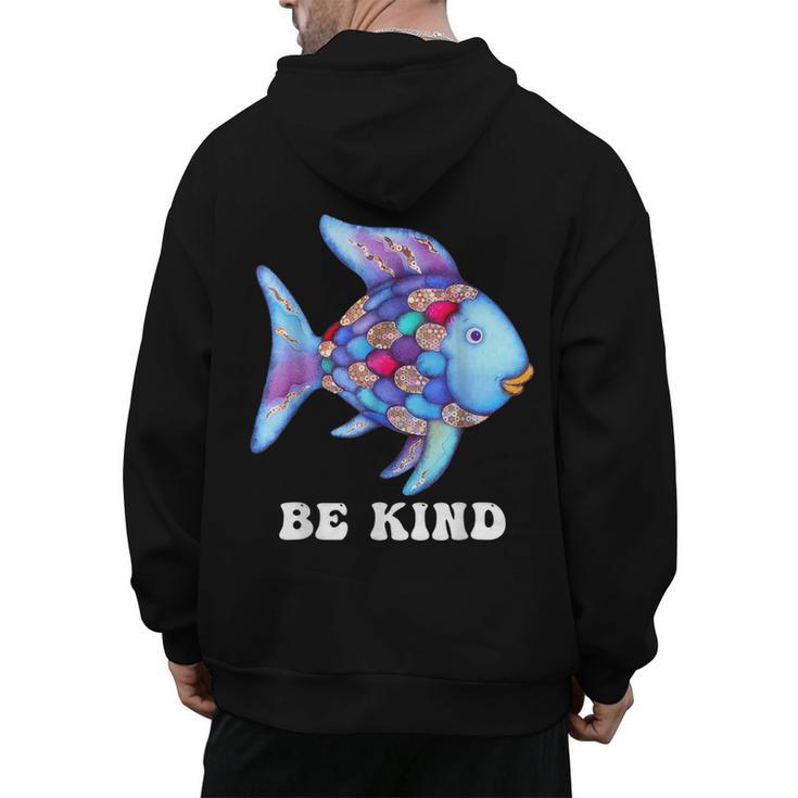 Be Kind Rainbow Fish Teacher Life Teaching Back To School Men's Hoodie Back Print