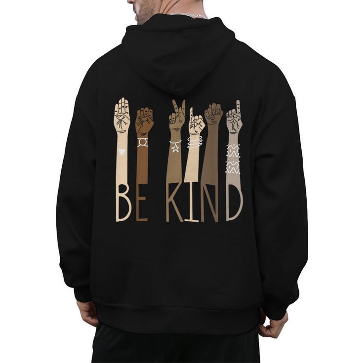 Be Kind Sign Language Hand Talking Teachers Interpreter ASL Men Women Men's Hoodie Back Print