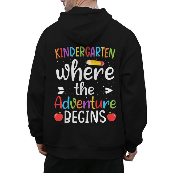 Kindergarten Where The Adventure Begins Shirt Children's Teacher Men's Hoodie Back Print
