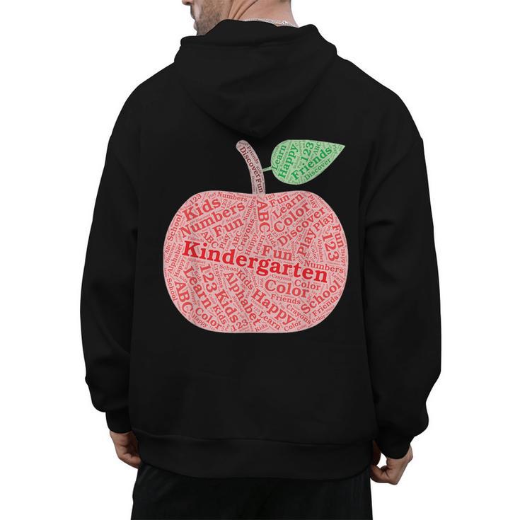 Kindergarten Apple Word Art For Teachers & Students Men's Hoodie Back Print