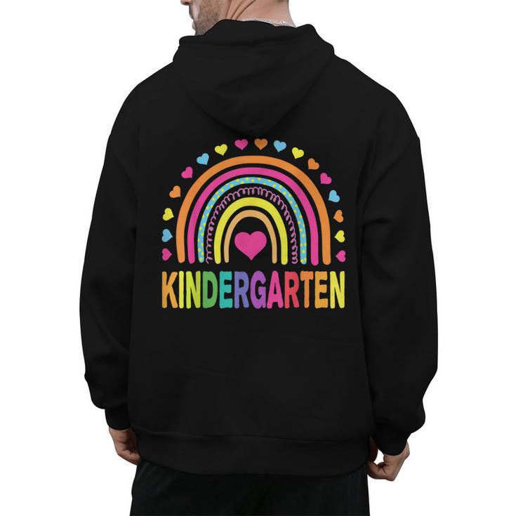 Kindergarten Rainbow Girls Boys Teacher Team Kinder Squad Men's Hoodie Back Print