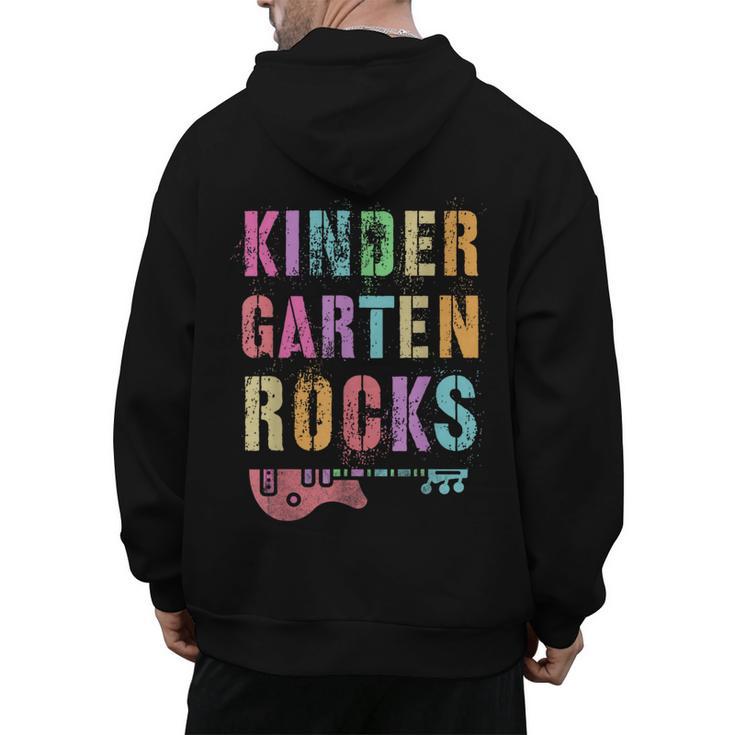 KINDERGARTEN ROCKS Teacher Crew Rock Star Kinder Team Men's Hoodie Back Print