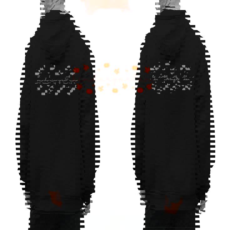 Kindergarten Teacher Pumpkin Autumn Leaves Kinder Team Fall Men&#x27;s Hoodie Back Print