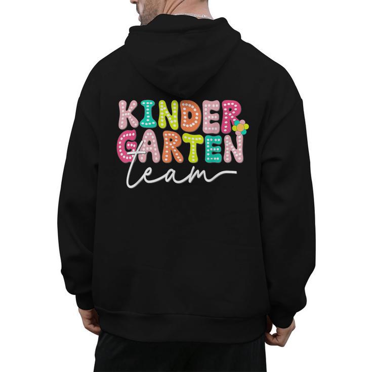 Kindergarten Team Teacher Back To School Kindergarten Squad Men's Hoodie Back Print