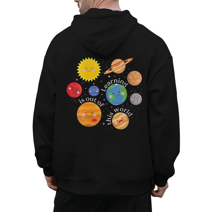 Learning Is Out Of This World Science Teacher Planets Men's Hoodie Back Print