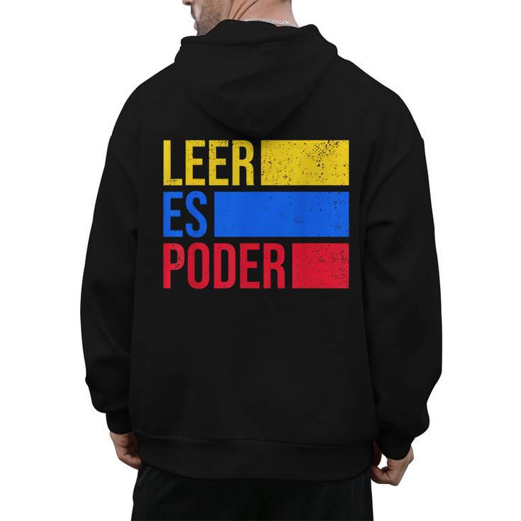 Leer Es Poder Colombian Spanish Teacher Maestra Colombia Men's Hoodie Back Print