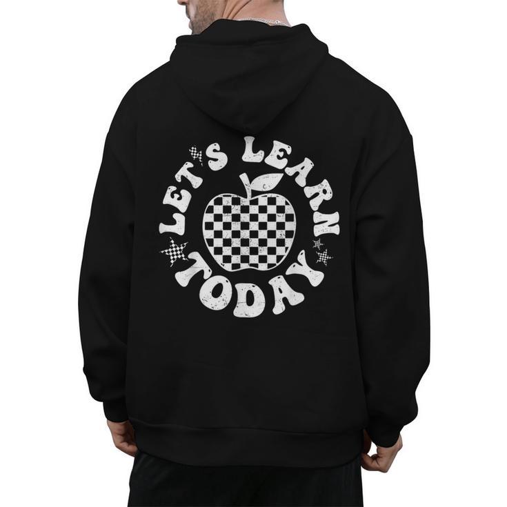 Let's Learn Today Checkered Apple Back To School Teacher Men's Hoodie Back Print