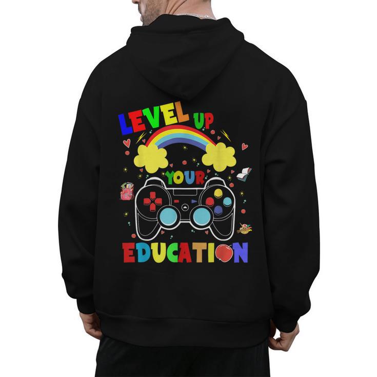 Level Up Your Education Gaming Inspired Teacher Gamers For Men Women Kids Men's Hoodie Back Print