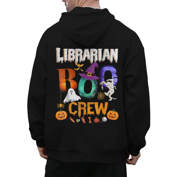 Librarian Boo Crew Teacher Student Halloween Costume Men's Hoodie Back Print