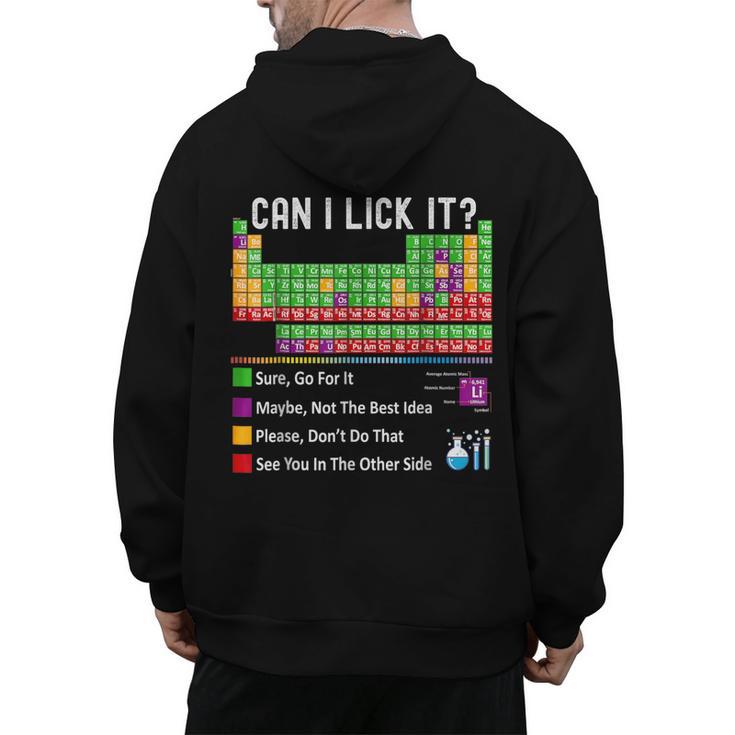 Can I Lick It Periodic Table Chart Science Teacher Cool Meme Men's Hoodie Back Print