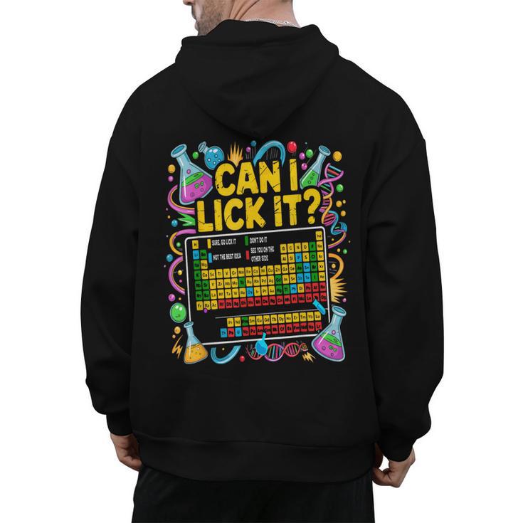 Can I Lick It Periodic Table Science Teacher Men Women Men's Hoodie Back Print