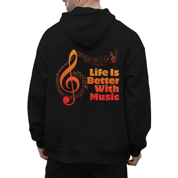 Life Is Better With Music Theory Musician Teacher Notes Clef Men's Hoodie Back Print