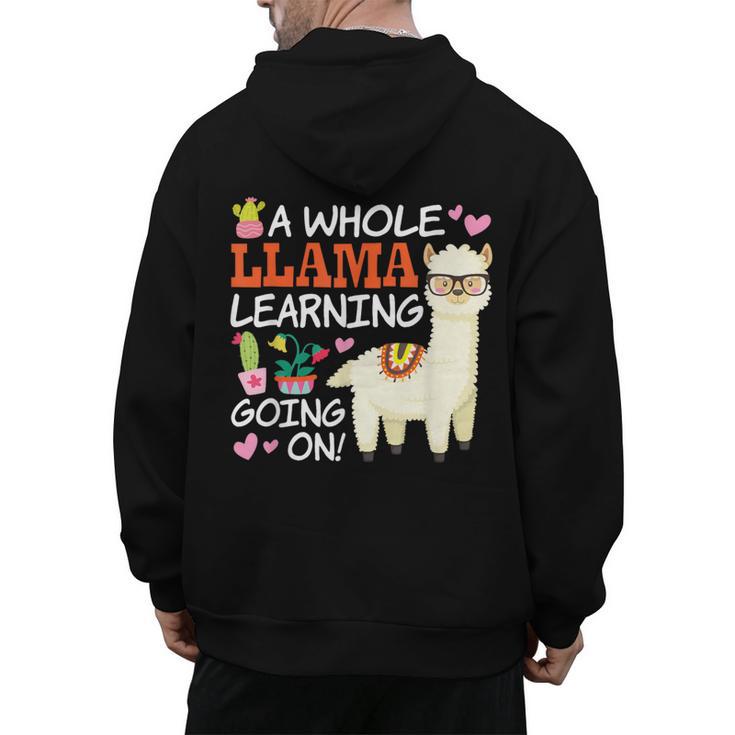 Llama Learning T Shirt Teachers Students Alpaca Lovers Men's Hoodie Back Print