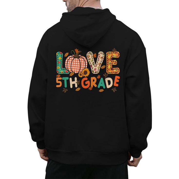 Love 5th Grade Thanksgiving Colorful Fall Leaves Teacher Men's Hoodie Back Print