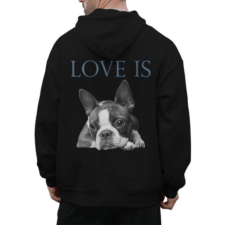 Love Is Boston Terrier Bostie Men's Hoodie Back Print